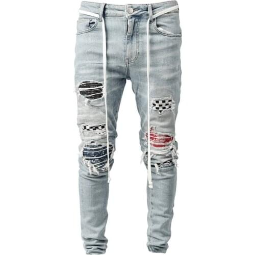 Skinny jeans men stretch jeans hip hop jogging pants mens 2020