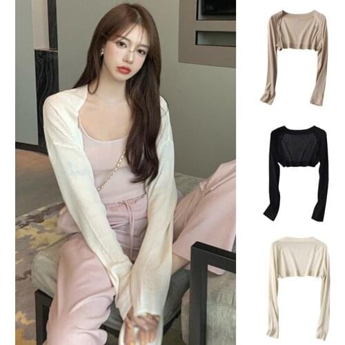 Shrugs Women All-match Female Shawl Mujer Chic Tops Solid Elegant Breathable Sun Shading Bolero Leisure Cardigans Korean Style