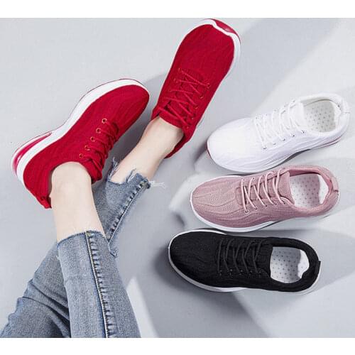 Woman White Flats Knitted Nurse Sneakers Korean Creepers Wide Fit Shoes Womens Footwear Ladies Luxury Shoes Sport Sneakers