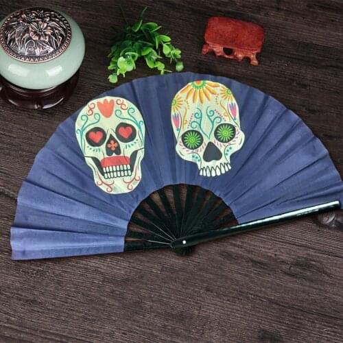 Folding Hand Fan Fold 1 pcs Dot Rainbow Print Black Bamboo & Nylon-Cloth Festival Handheld Fan For Gift
