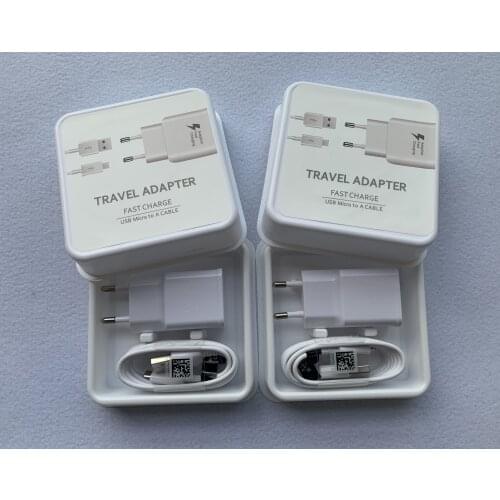 10pcs/set 2in1 High quality 9V/1.67A or 5V/2A EU/US +1.2m Micro USB cable Adaptive Fast Charging Charger S amsung G alaxy S10