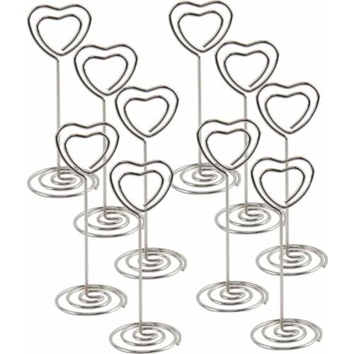 Nosii 10pcs/set Heart Shape Place Card Holder Photo Memo Clip Table Number Name Tag Stand Base Wedding Decoration Party Xmas