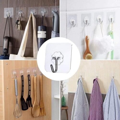 50Pcs Wall Hook Transparent Strong Self Adhesive Door Hangers Hooks Suction Heavy Load Rack Cup Sucker for Kitchen Bathroom