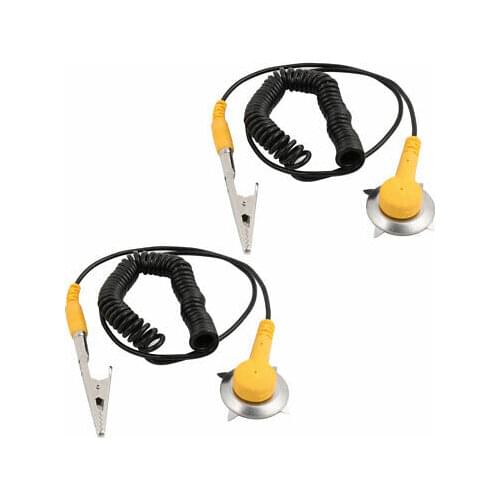 2Pcs Alligator Clip Coil Cable Anti Static ESD Mats Grounding Point Wire