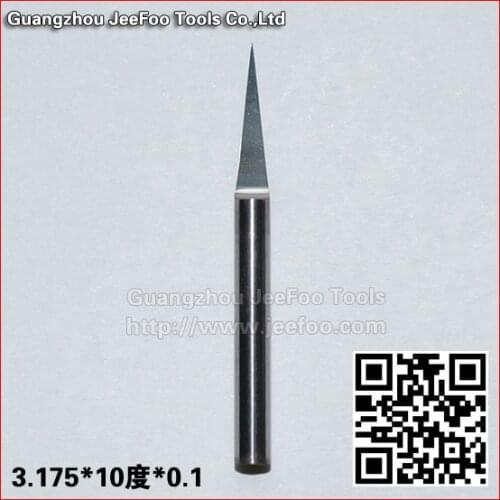 3.175*10degree*0.1 Jeefoo Flat Bottom CNC Router End Mills,V Shape Engraving Bit