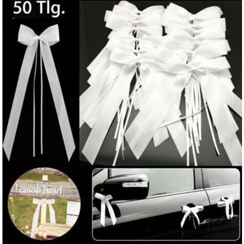 50pcs) White Ribbon Bows Small Size Polyester Satin Ribbon Bow Flower DIY Craft Decoration Wedding Car Decora Headband Bow 001