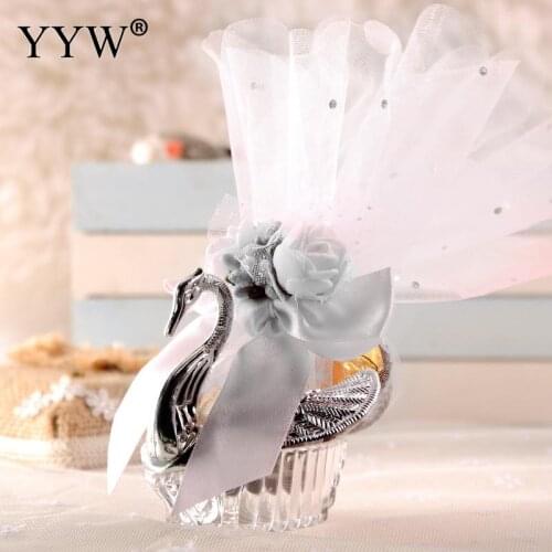 50pc/Set Sliver Swan Gift Box Candy Box Candies Package Box Wedding Dragees Wedding Gift Boxes Birthday Party Favors Supplies