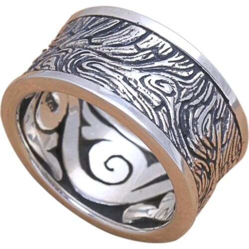 Carofeez Vintage Wood Pattern Men/Women Ring Punk Retro Ring For Women Accessories Fashion Jewelry Anniversary Gift