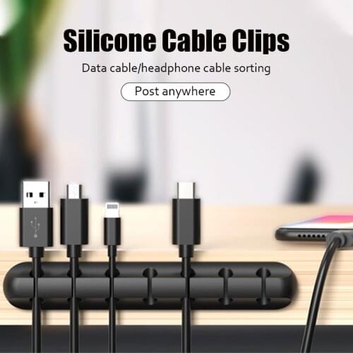 Cable Holder Silicone Cable Organizer Flexible USB Winder Management Clips Holder For Mouse Keyboard Earphone Headset