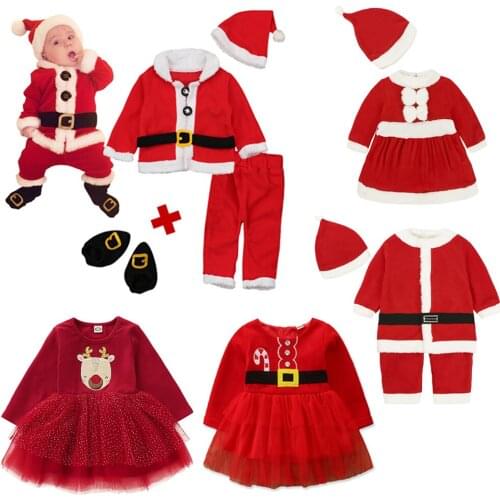 Childrens and childrens long-sleeved Santa Claus dress Christmas dress Childrens Christmas dress Christmas gauze girls skirt