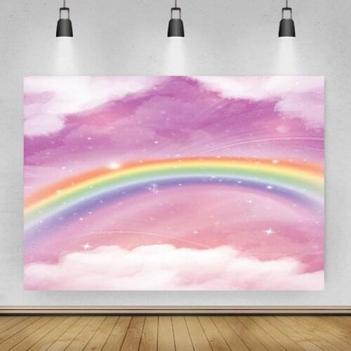 Dream Pink Purple Sky Rainbow Portrait Photo Background Photographic Vinyl Backdrop Birthday Party Photocall Studio Booth Props