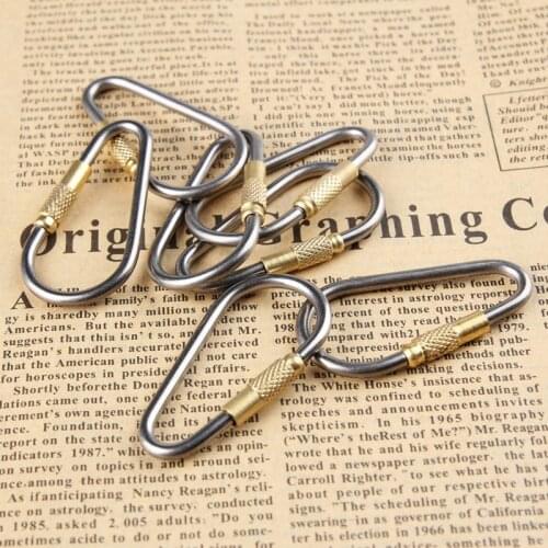 5pcs 4.5cm lanland Outdoor Camping Climbing Carabiner D Shape Mountaineering thread Fast Hang Mini Buckle Hook titanium