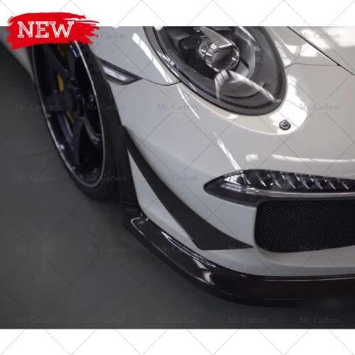 FOR PORSCHE 911 APR STYLE CARBON FIBER CANARD TRIM BODY KIT TUNING PART FOR PORSCHE911 CARBON FRONT BUMPER SPLITTER RACING