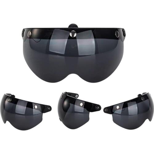 3-Snap Front Flip Up Professional Retro Anti-fog Anti UV Windproof Outdoor Scratchproof Racing Motorcycle Helmet Visor Universal