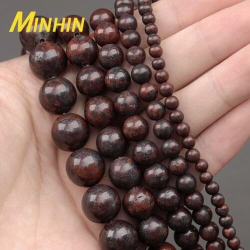 MINHIN Safflower Natural Stone Beads Red Smooth Loose Spacer Beads For Jewelry Making 4/6/8/10/12MM Round DIY Beaded Bracelets