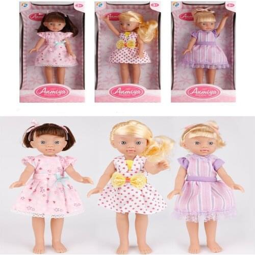 33cm Full Silicon Dolls Silm Doll Pretty Girl Toy With Dress Suit 13inch Gary Eyes Amrican Girls DIY BJD Dolls Dress UP Toys