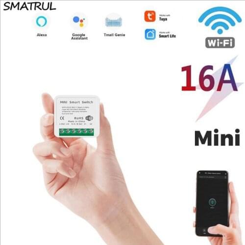 MINI Tuya Wifi 16A 2-way Smart Electric Wall Switch Control Timer Wireless Smart Home Automation Compatible Alexa Google Home