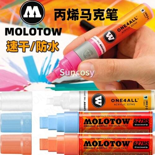 MOLOTOW 327HS 4-8mm Chisel Tip Acrylic Pump Marker Signal color, 627HS 15mm Wide Tip Acrylic Pump Marker ,Art supplies