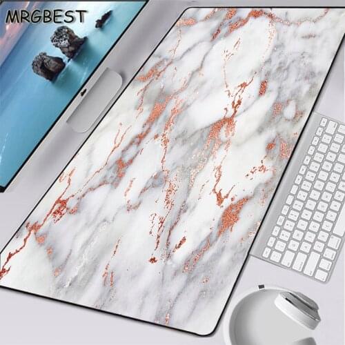 MRGBEST Rose Gold Marble Keyboard Table Mat Durable Rubber Desktop Non-slip Mouse Pad Professional Gaming Computer Mouse-pads Xl