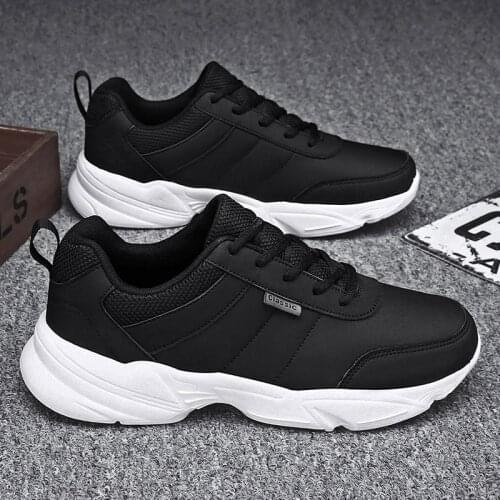 Shoes Men 2021 New Casual Shoes Men Slip on Lace Up PU Waterproof Comfortable Sneakers Outdoor Walking Shoes Men