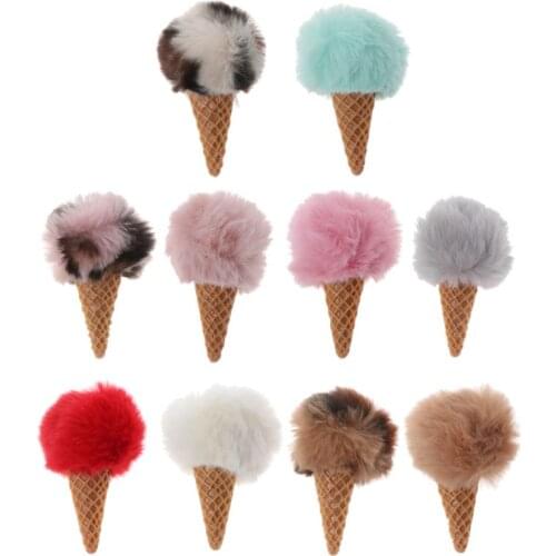Newborn Baby Photography Faux Mink Fur Ice Cream Shape Props Tiny Baby Girl Boy Photo Shoot Handmade Props Baby Accessories