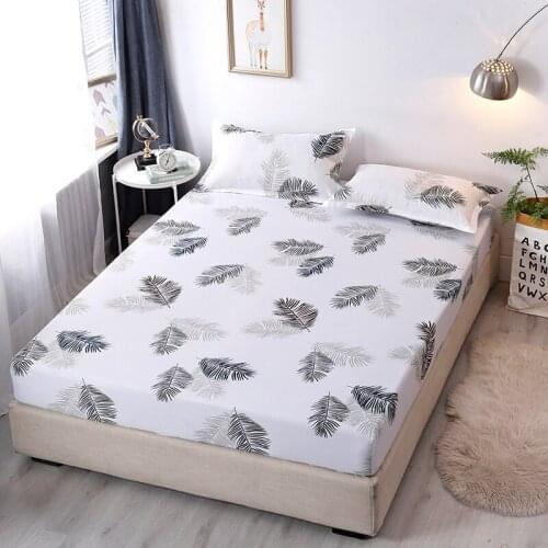 New on Product) 1pcs 100%Polyester Printed Fitted Sheet Mattress Cover Four Corners With Elastic Band Bed Sheet(No Pillowcases)