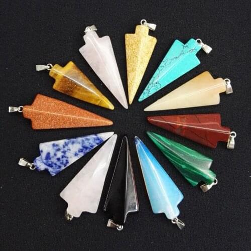 Wholesale fashion mixed Natural stone Arrow pendants charms sword pendants for jewelry necklace 10pcs Free Shipping