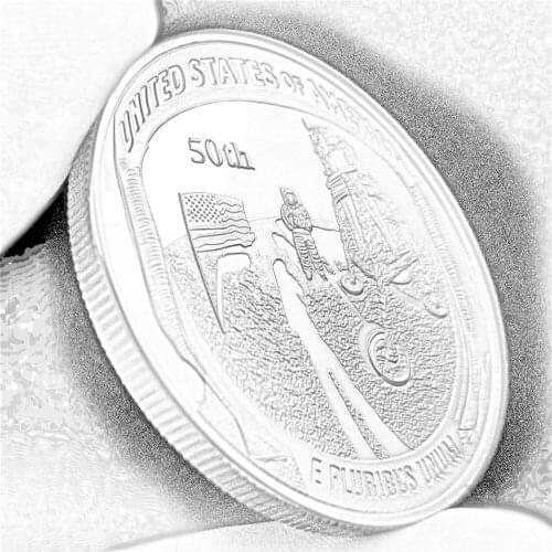 2019 US 50th Anniversary Apollo 11 Moon Landing Silver Coin Commemorative Coins Gift