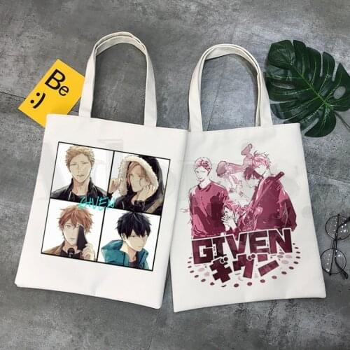 Given Anime Ritsuki Uenoyama Mafuyu Sato Yaoi Bl Shopping Bag Print Original Design White Unisex Fashion Travel Canvas Bags