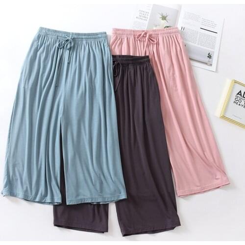 Pajama Pants for Women Loose Summer Thin Section Modal Cropped Trousers Solid Color Home Pants Wide Leg Large Size Sleep Pants