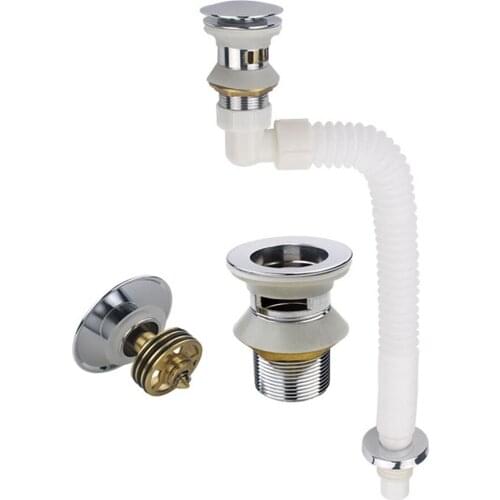 Full Copper Washbasin Drain Retractable Tube Wash Basin Washbasin Bounce Flap Basket Full Copper Anti-blocking Drainage Pipe