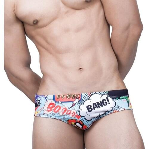 Print Low Waist Sexy Men Swimwear 2021 New Men Bermuda Beach Shorts Surfing Swim briefs Trunk Men Beachwear Gay Bikini Swimsuits