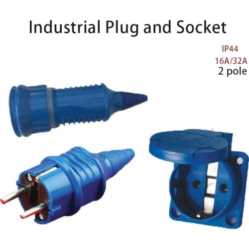 Industrial Plug and Socket 2 pole 16A ip44 Panel Mounted Socket Coupler Waterproof