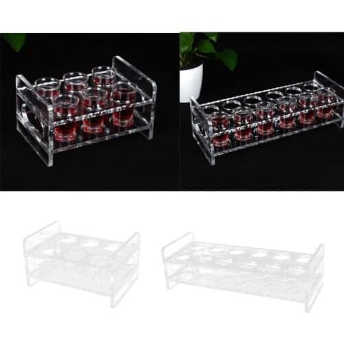 6-Hole Clear Acrylic Shot Glass Holder Rack Barware Whisky Cup Serving Tray, Heat resistant, also can hold pretty hot drink