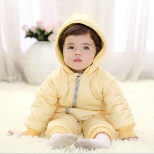 Autumn Winter Newborn baby boys Down Cotton Pad Warm Fabric Climbing romper Jumpsuit Baby Boys One piece Pajamas Baby Girls Wear