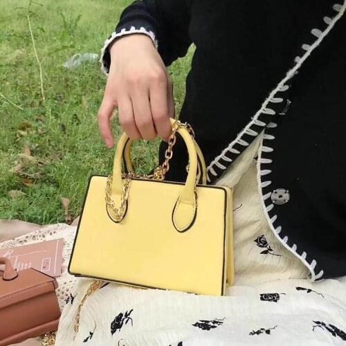Handbag Women Small Clutch Purse Trendy Tote Bag Solid Color Luxury High Quality Hand Bag Women Metal Chain Crossbody Bag Bolso