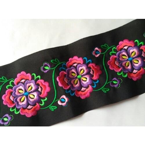 Miao floral embroidery stitch fabric lace trimming 10cm dress collar ribbon tape webbing ethnic tribal hmong thai india boho DIY