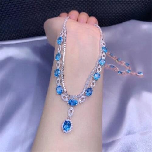 Topaz Necklace 925 Sterling Silver Handmade Modern Irregular Necklace for Womenen Colli