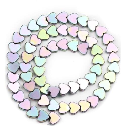 UPGFNK Natural Stone Light Purple Love heart Hematite Beads 6/8/10mm Loose Spacer Beads For Jewelry Making Diy Bracelet Finding
