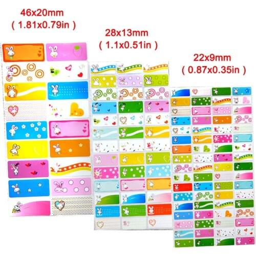 Blank Cartoon Bunny Pattern Name Sticker DIY Waterproof Memo Pad Girl Personal Label Adhesive Writable Note Tag Stationery Tags
