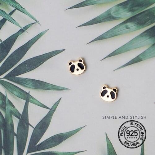S925 Silver Needle Earrings For Women Gold Panda Cute Simple Korea Fashion Retro Design Student Sweet Gifts Girl Jewelry INEFFA