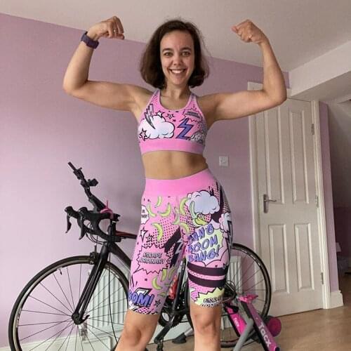 2 Piece Set Women New Cartoon Print Yoga Five-point Hip-Lifting High-Waist Leggings Suit Push-Up Yoga Workout Clothes