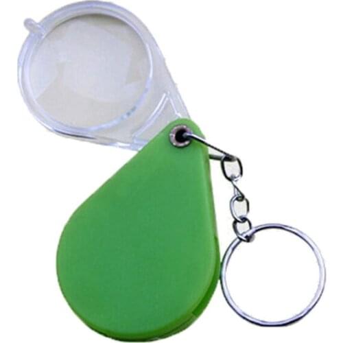 1pc Mini Pocket Magnifier Gift Folding Magnifying Glass with Key Chain，10X Plastic Magnifying Glass for Reading Maps, La