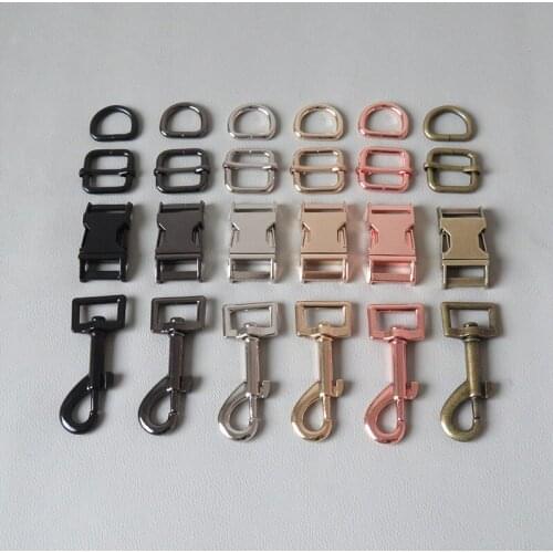 10Sets 15mm 20mm 25mm Webbing Metal Buckle Strap Adjuster D Ring Snap Clip Loop Hook For Pet Dog Collar Leads Clasp Accessories
