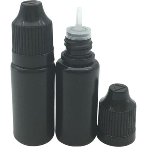 50pcs Black PE 10ml Empty Bottle Soft Plastic Bottles With Childproof Cap E Liquid Vial