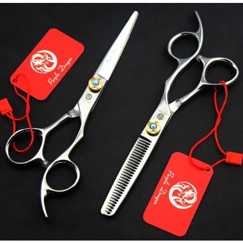 513# 6'' Brand Purple Dragon Hairdressing Scissors 440C Barber Shears Home Salon Cutting Scissors Thinning Shears Hair Scissors