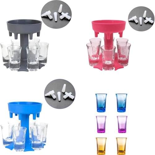 6 Shot Glass Dispenser Holder Caddy Liquor Dispenser Bar Drinking With Stopper