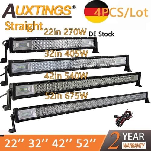 Auxtings Wholesale 4PCS/Lot 22" 32" 42" 52"inch Led Light Bar Work Light 3-Row 4x4 Truck ATV Car Offroad Driving Light Bar