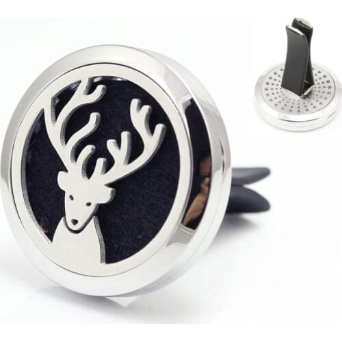 30mm 316 Stainless Steel Elk Design Car Aroma Diffuser Essential Oil Car Diffuser Vent Clip