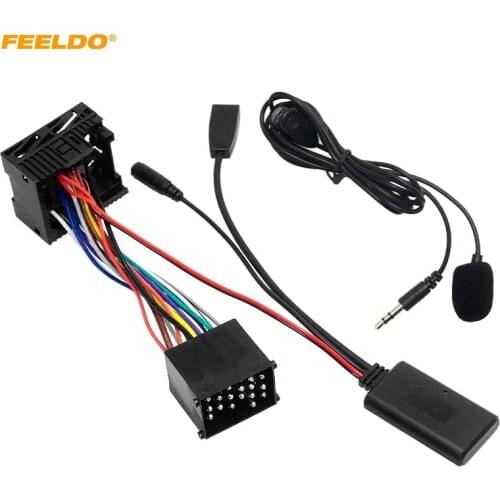 FEELDO Car Bluetooth Module AUX-in Audio MP3 Music Adapter For BMW (E46) 320i 320ci 320cic Stereo Wire Harness With Micphone